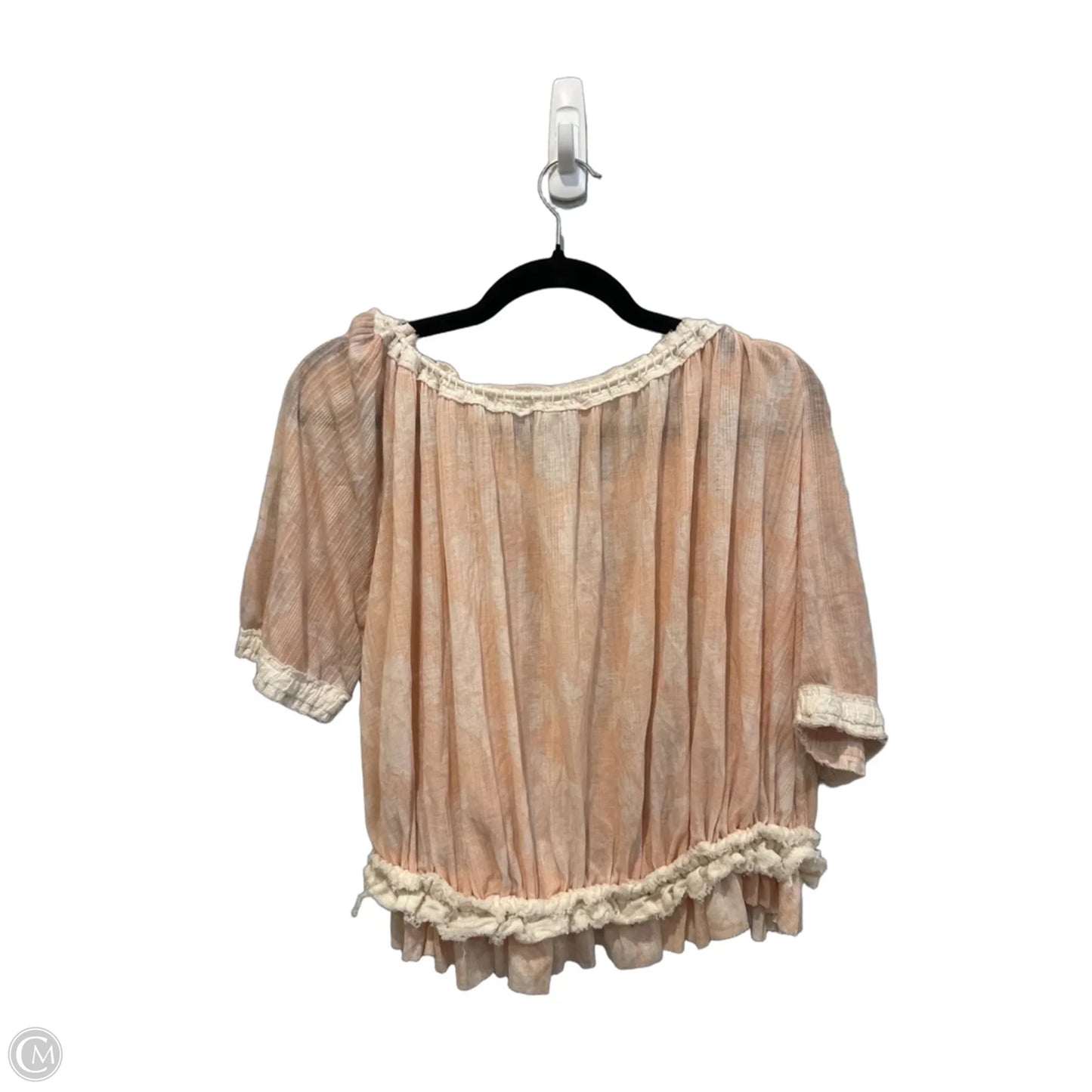 Top Short Sleeve By Free People In Cream & Orange, Size: L