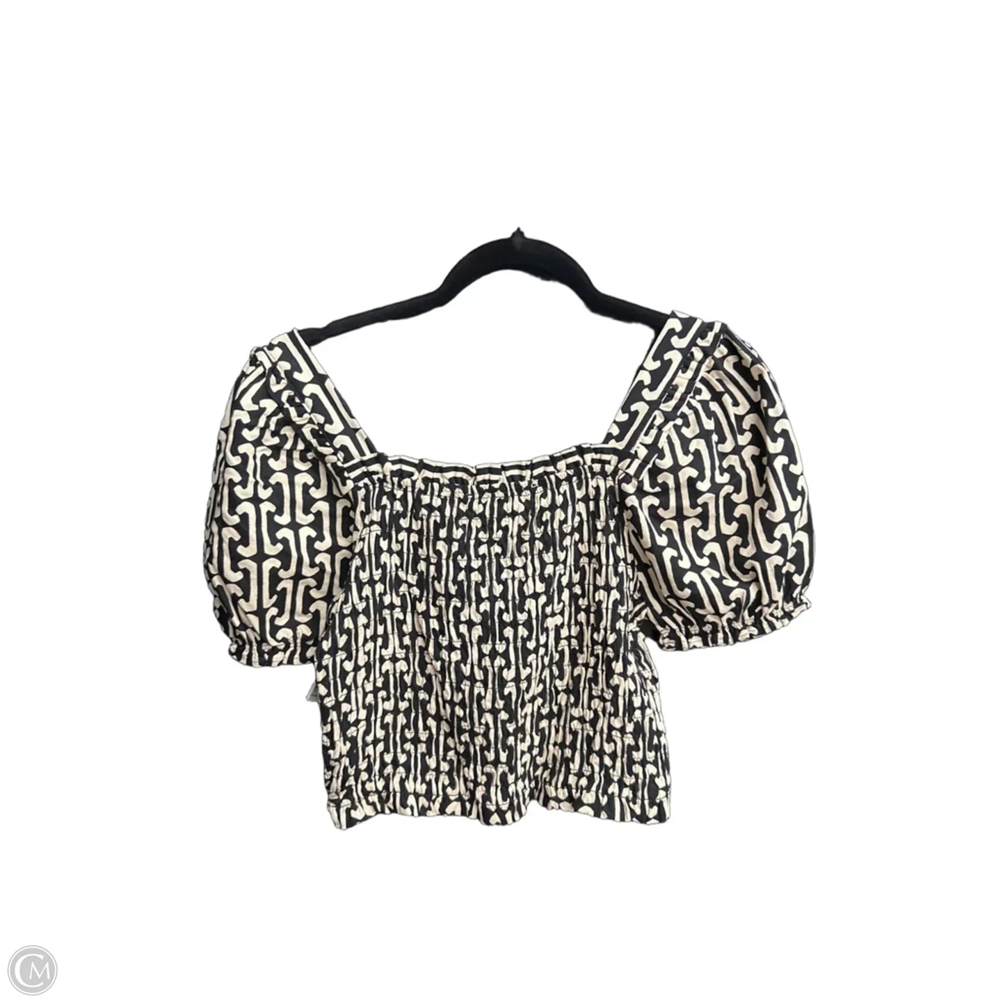 Top Short Sleeve By Monteau In Black & Cream, Size: L