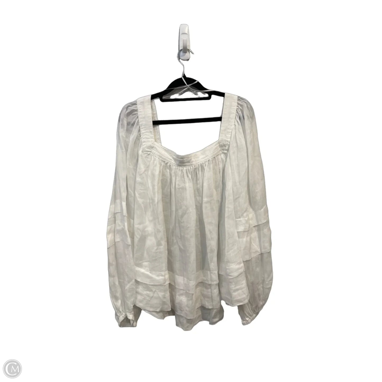 Top Long Sleeve By Banana Republic In White, Size: 2x