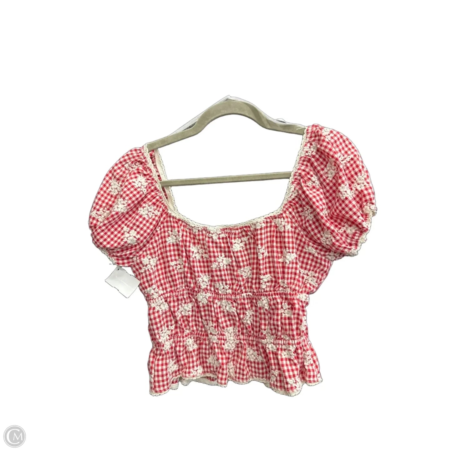 Top Short Sleeve By One Clothing In Checkered Pattern, Size: M