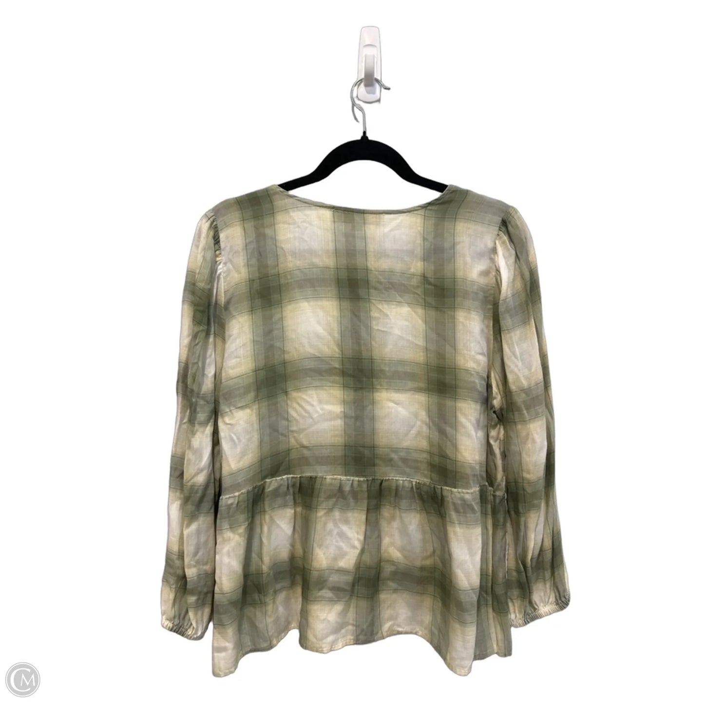 Top Long Sleeve By Loft In Checkered Pattern, Size: L