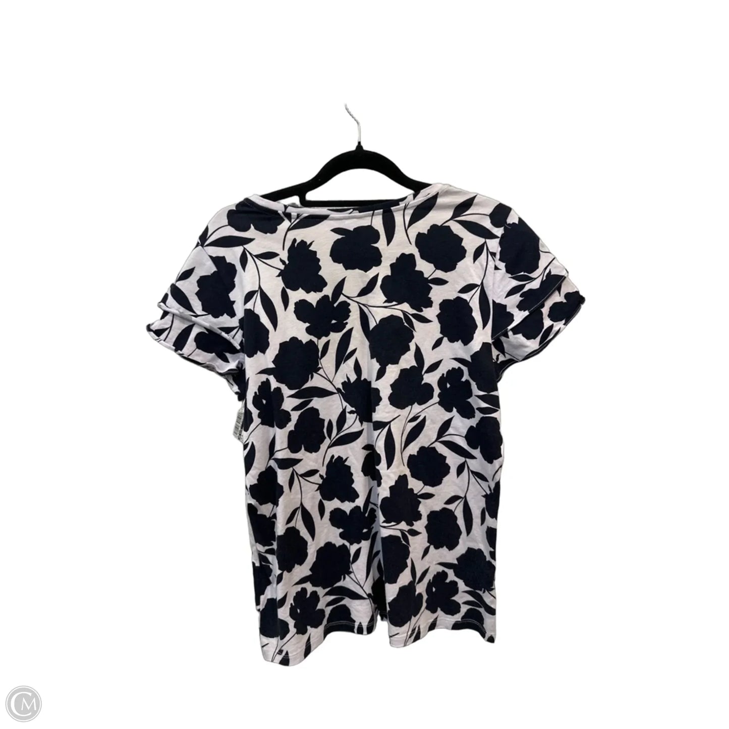 Top Short Sleeve By Ann Taylor In Blue & White, Size: S