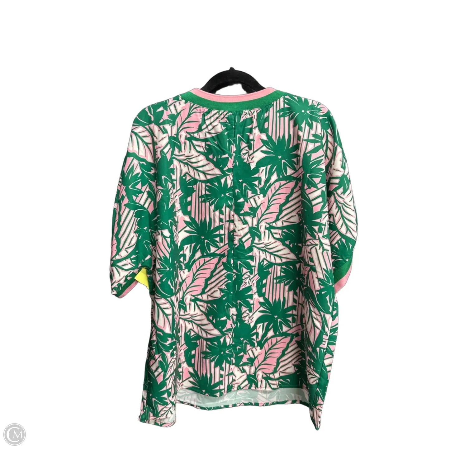Blouse Short Sleeve By Grace & Emma In Green & Pink, Size: S