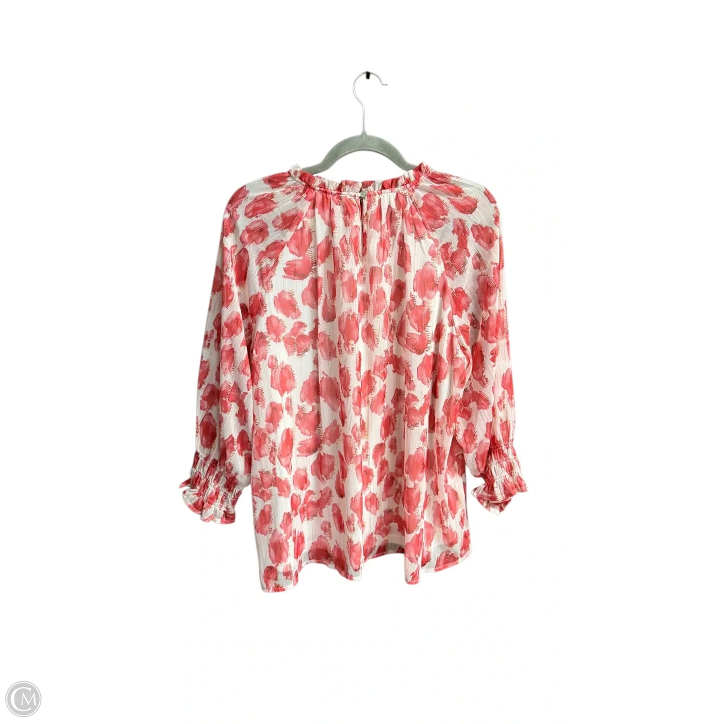 Top Long Sleeve By Entro In Pink & White, Size: L