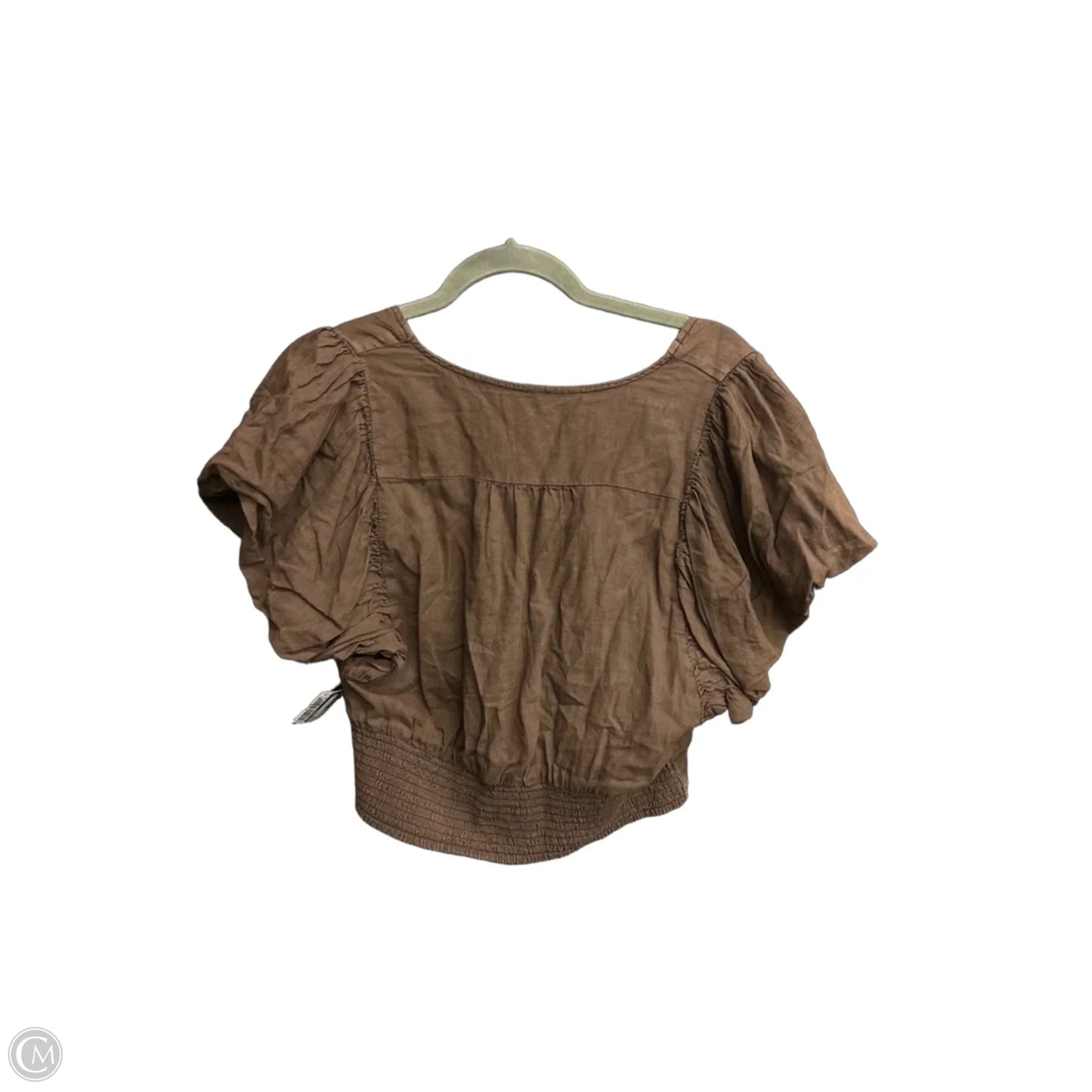 Blouse Short Sleeve By Free People In Brown, Size: L