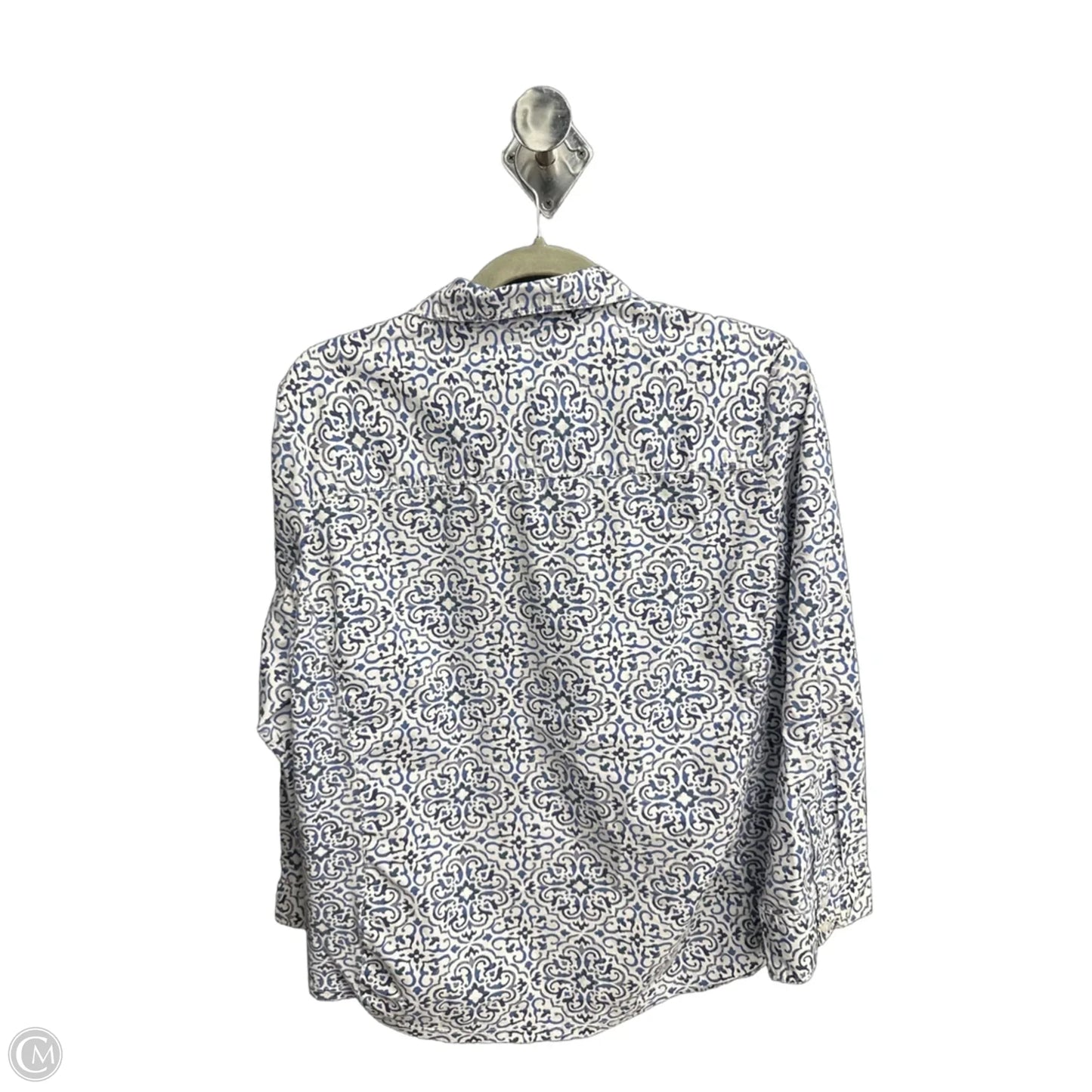 Top Long Sleeve By Croft And Barrow In Blue & White, Size: S