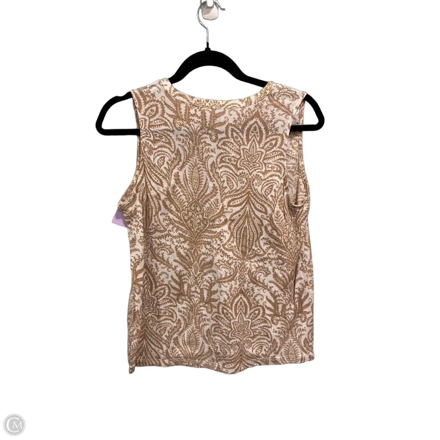 Top Sleeveless By Loft In Tan & White, Size: S