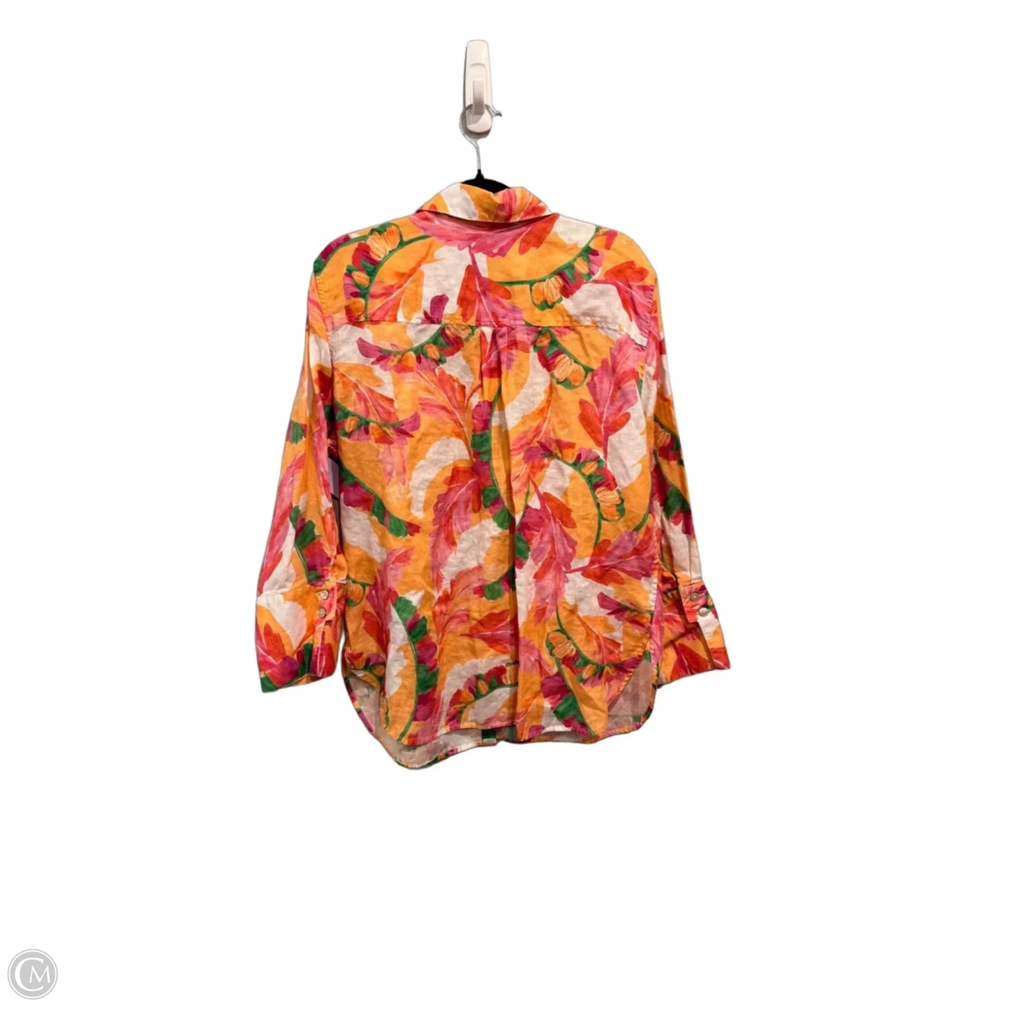 Top 3/4 Sleeve By Chicos In Orange & Pink, Size: L