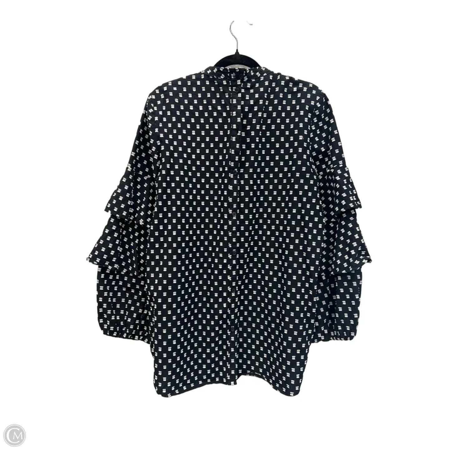 Top Long Sleeve By Loft In Black & White, Size: S