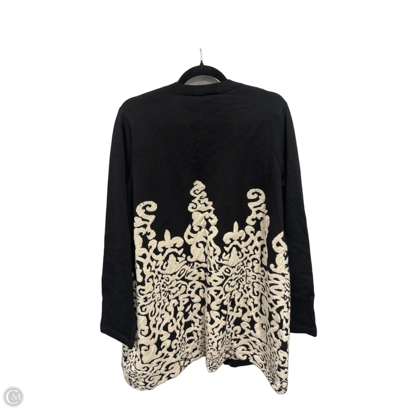 Sweater Cardigan By Chicos In Black & Cream, Size: L