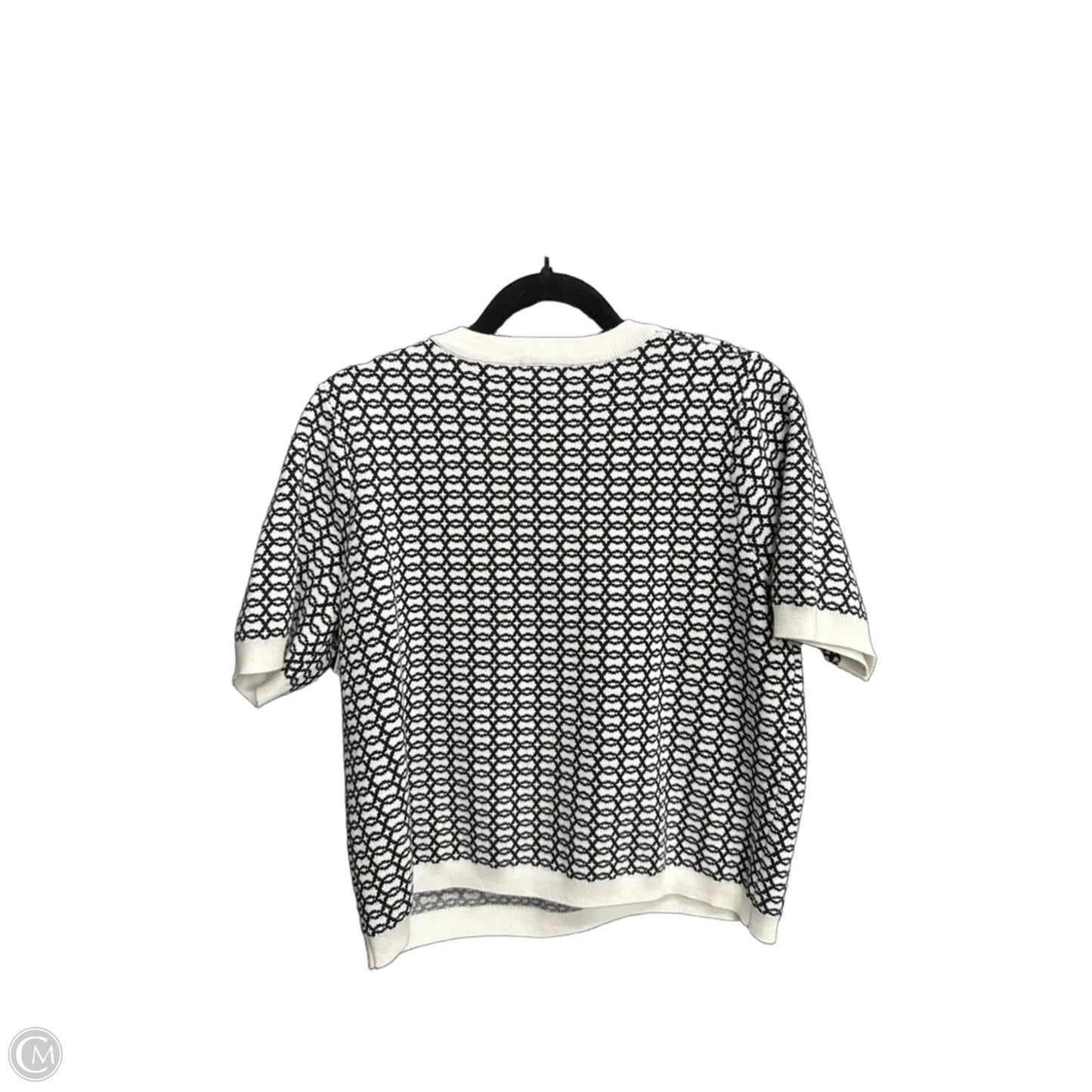 Sweater Short Sleeve By Adrianna Papell In Black & White, Size: L