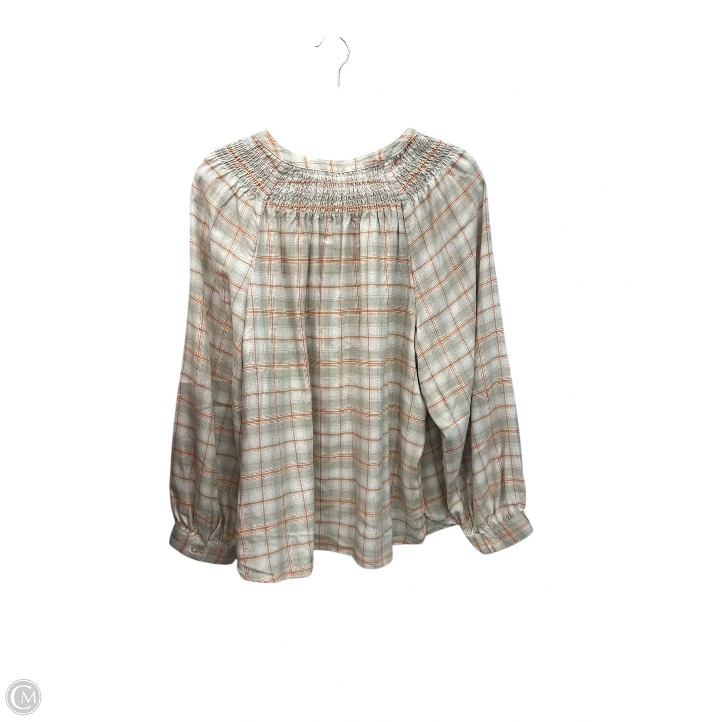 Top Long Sleeve By Loft In Plaid Pattern, Size: L