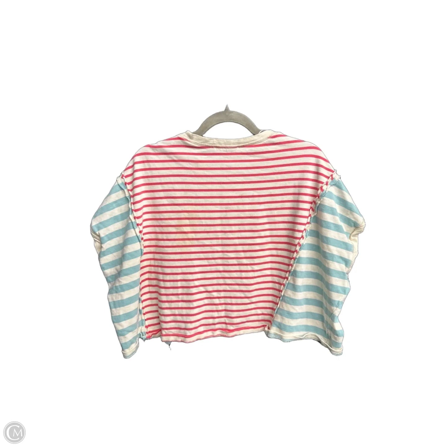 Top Short Sleeve By Peach Love Cream California In Striped Pattern, Size: S