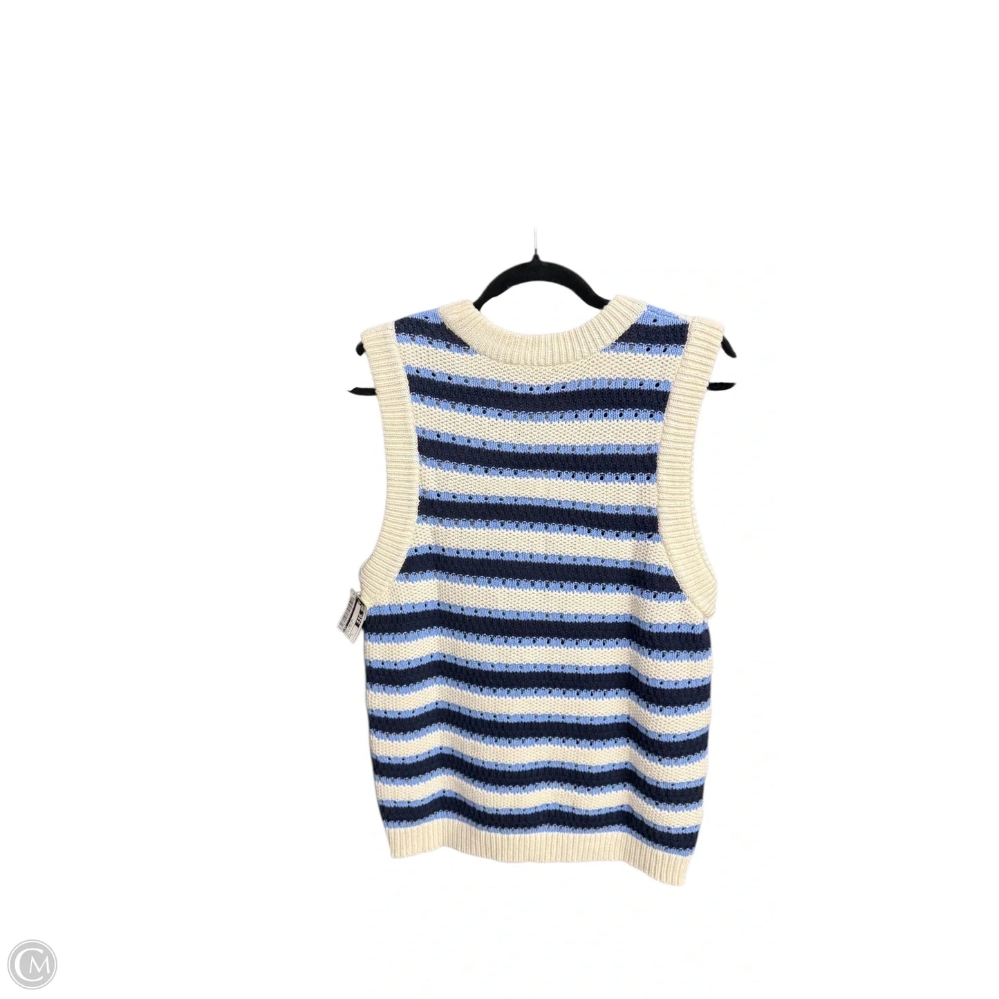 Vest Sweater By Loft In Blue & White, Size: L