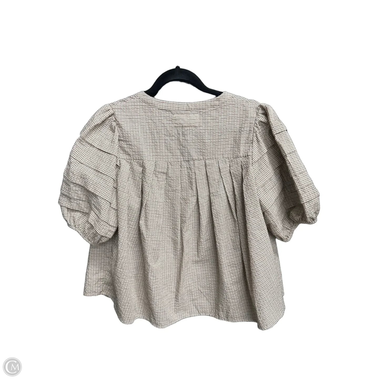 Top Short Sleeve By Amente In Plaid Pattern, Size: M