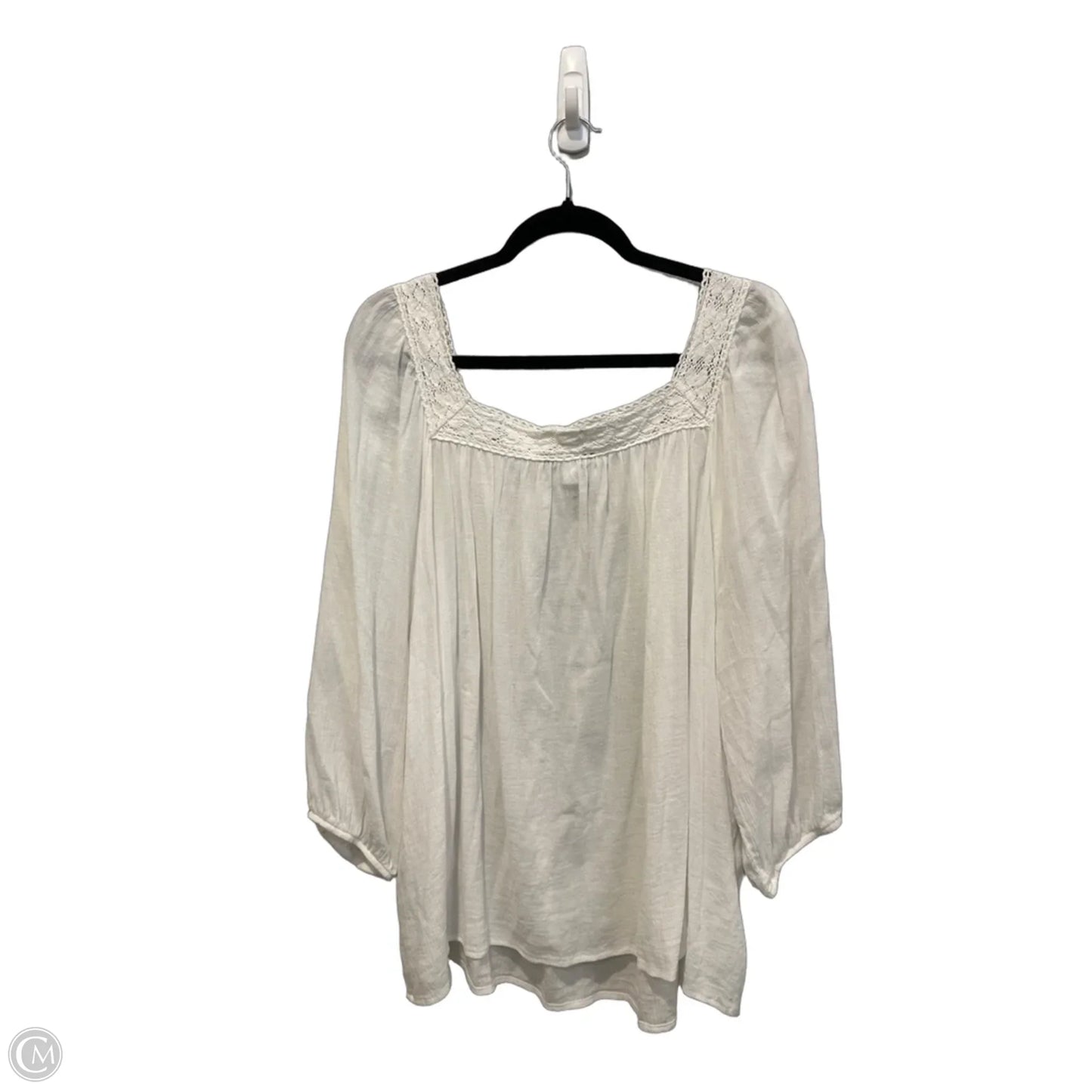 Top Long Sleeve By Chaps In White, Size: 2x