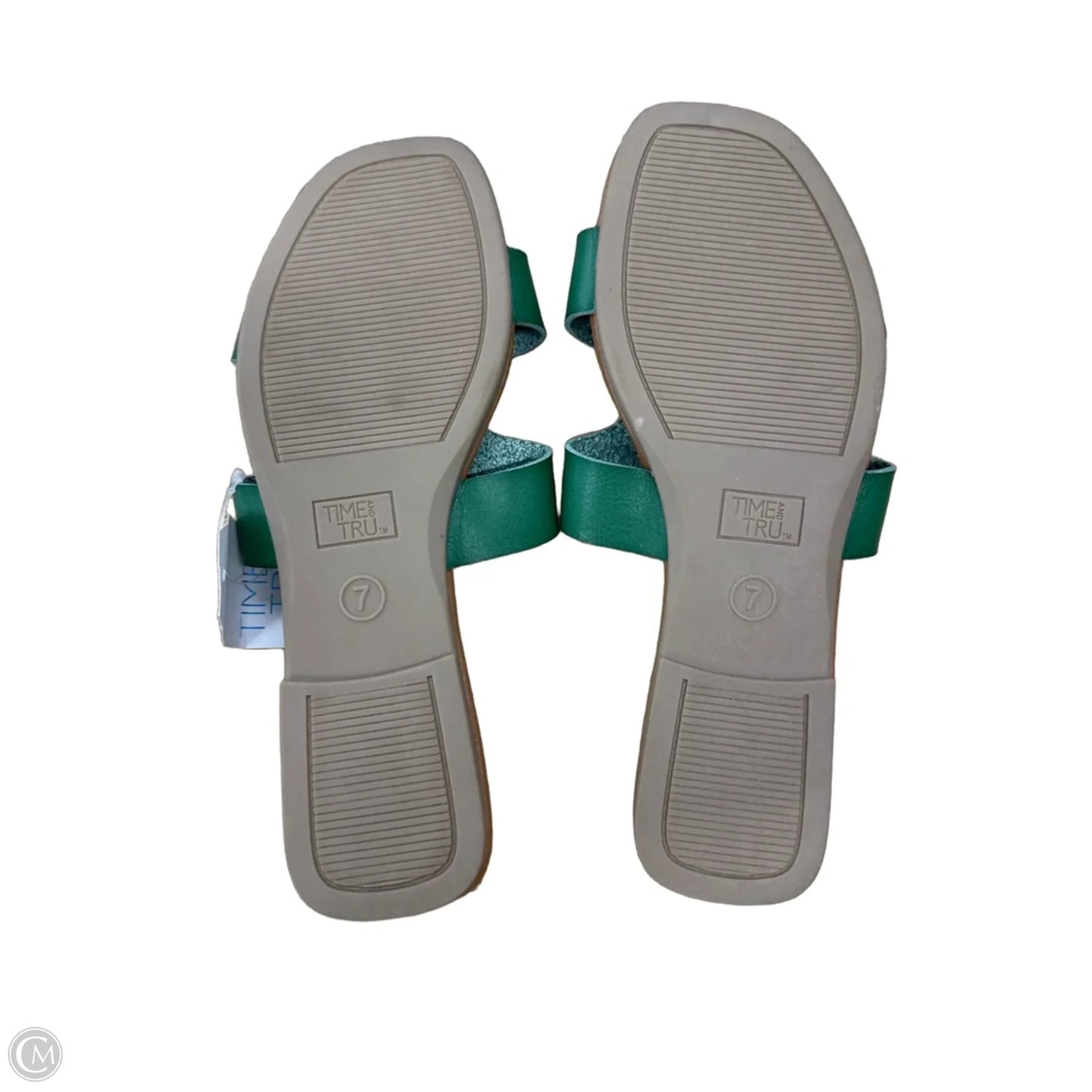 Sandals Flats By Time And Tru In Brown & Green, Size: 7