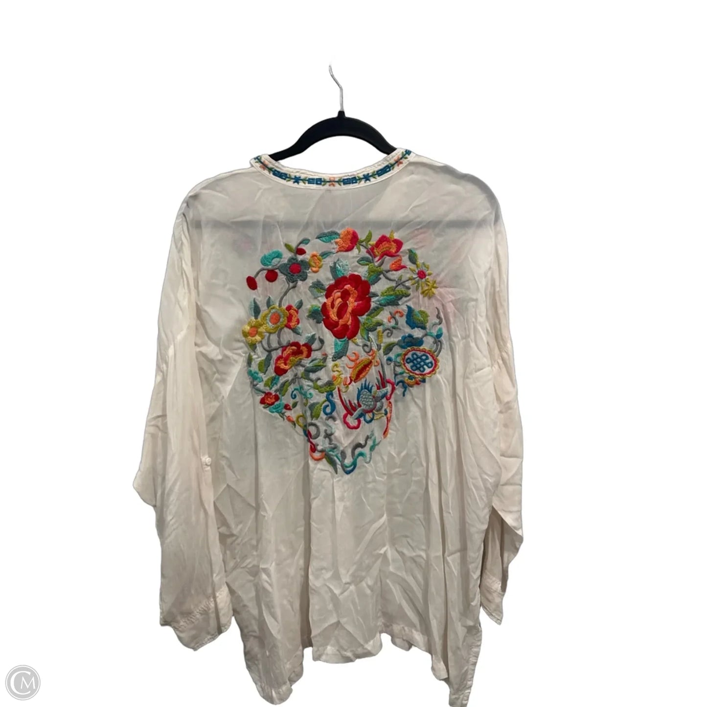 Blouse Long Sleeve By Johnny Was In White, Size: L