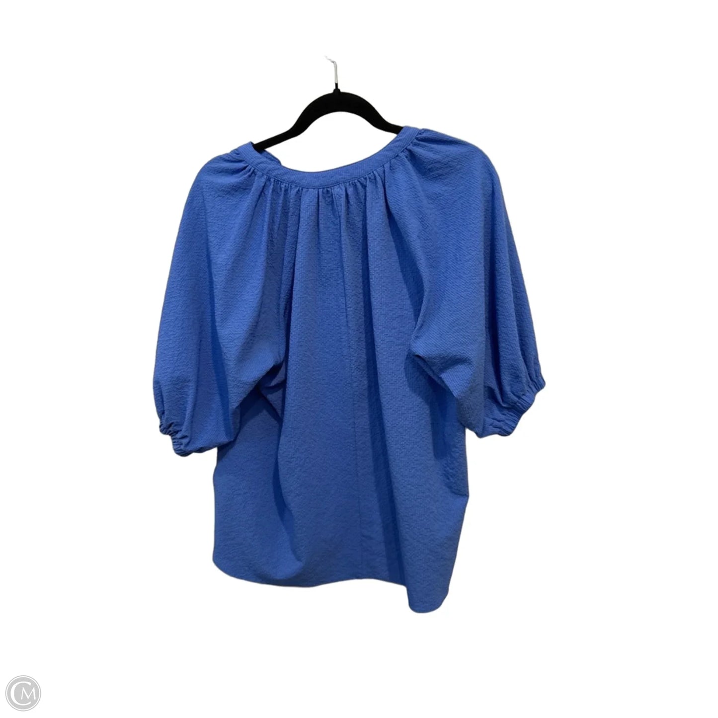Top Short Sleeve By Glam In Blue, Size: L