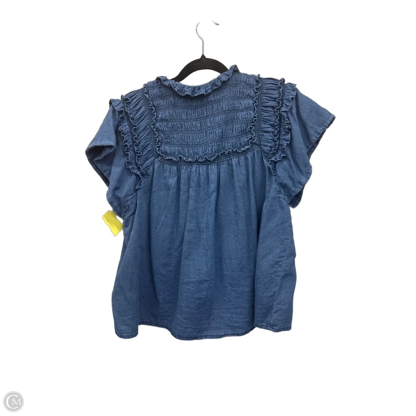 Top Short Sleeve By Elan In Blue Denim, Size: M