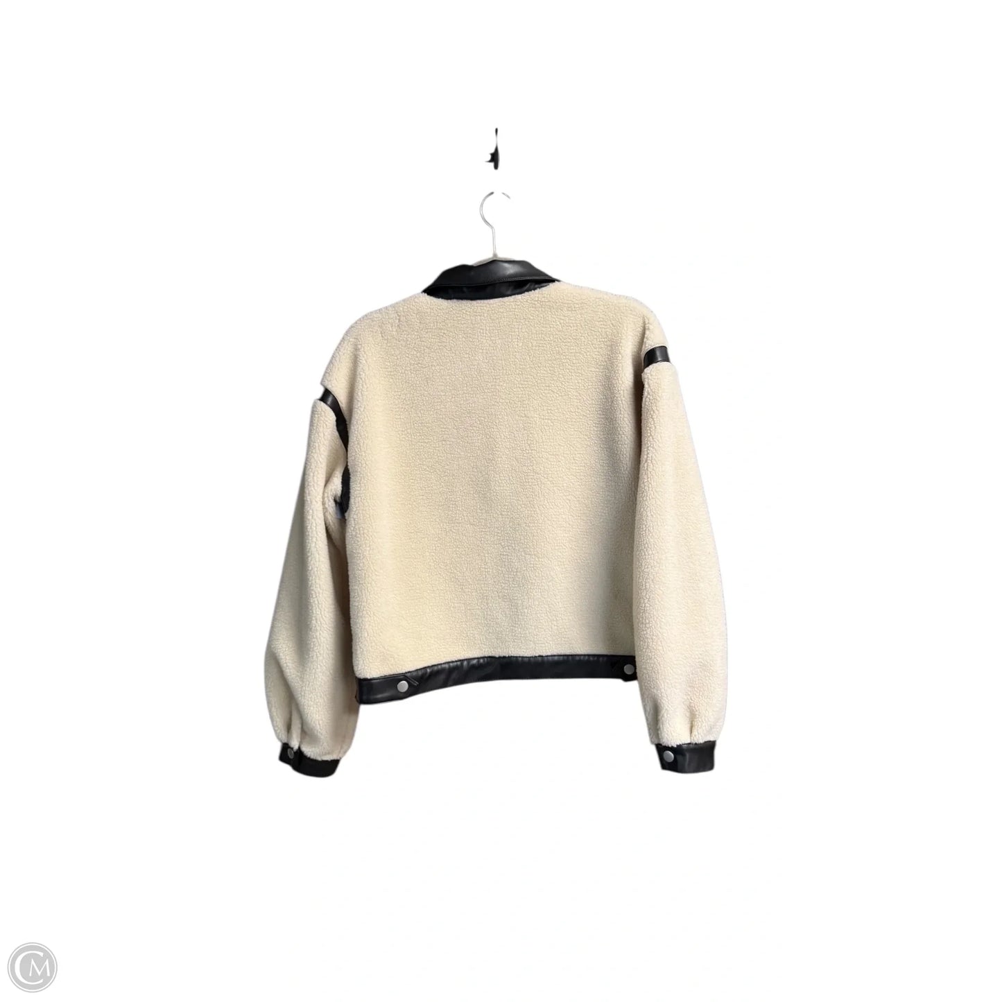 Jacket Fleece By Madden Girl In Black & Cream, Size: M