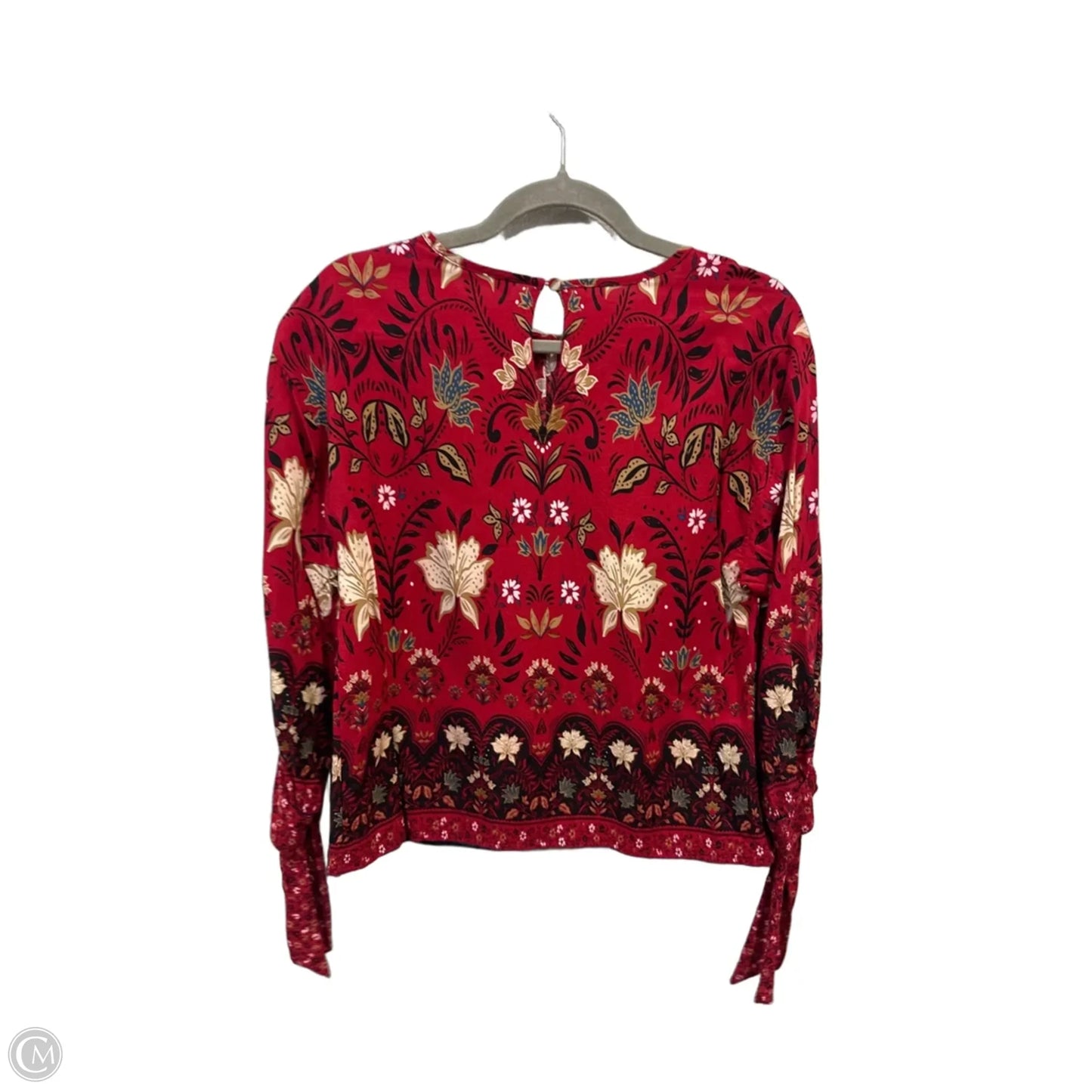 Blouse Long Sleeve By Loft In Black & Red, Size: Xs