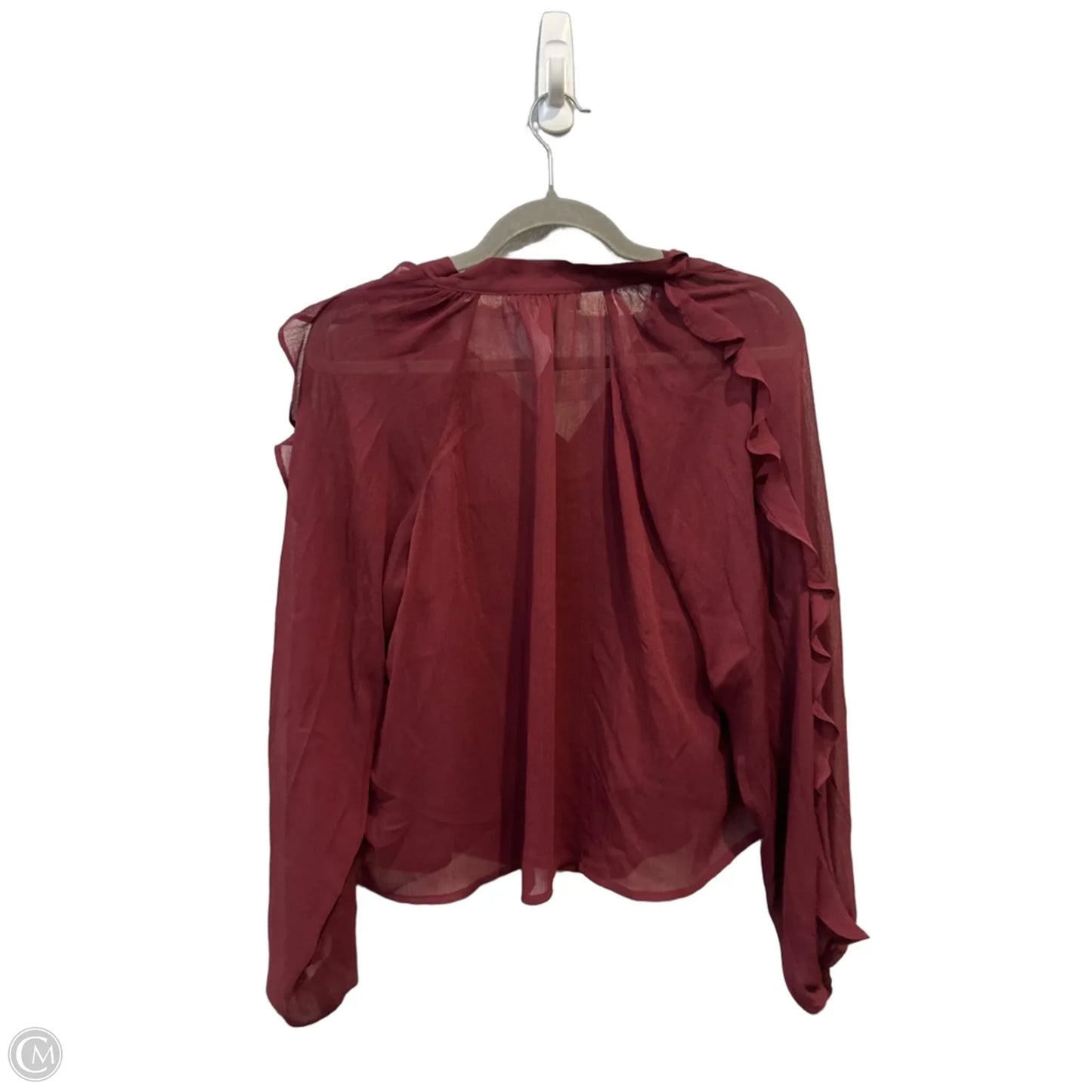 Blouse Long Sleeve By Loft In Maroon, Size: Xs