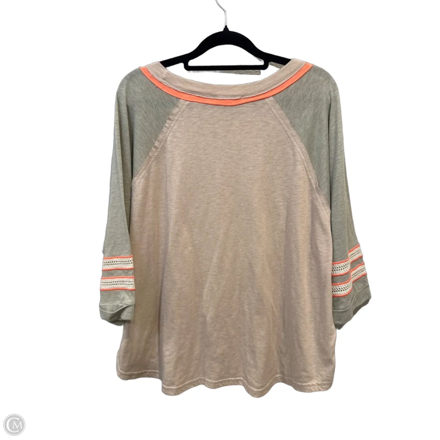 Top 3/4 Sleeve By Easel In Orange & Tan, Size: S