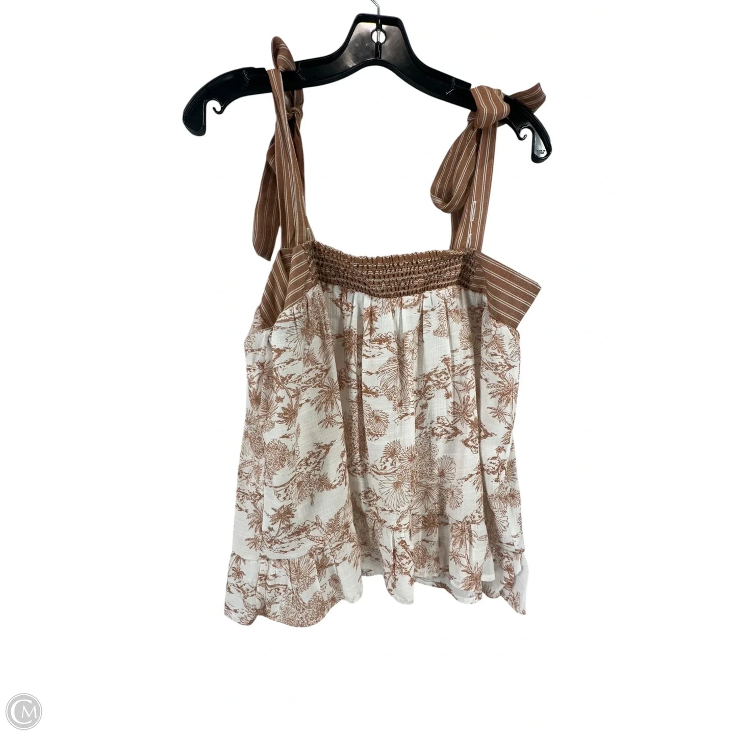 Top Sleeveless By Mine In Tan & White, Size: S