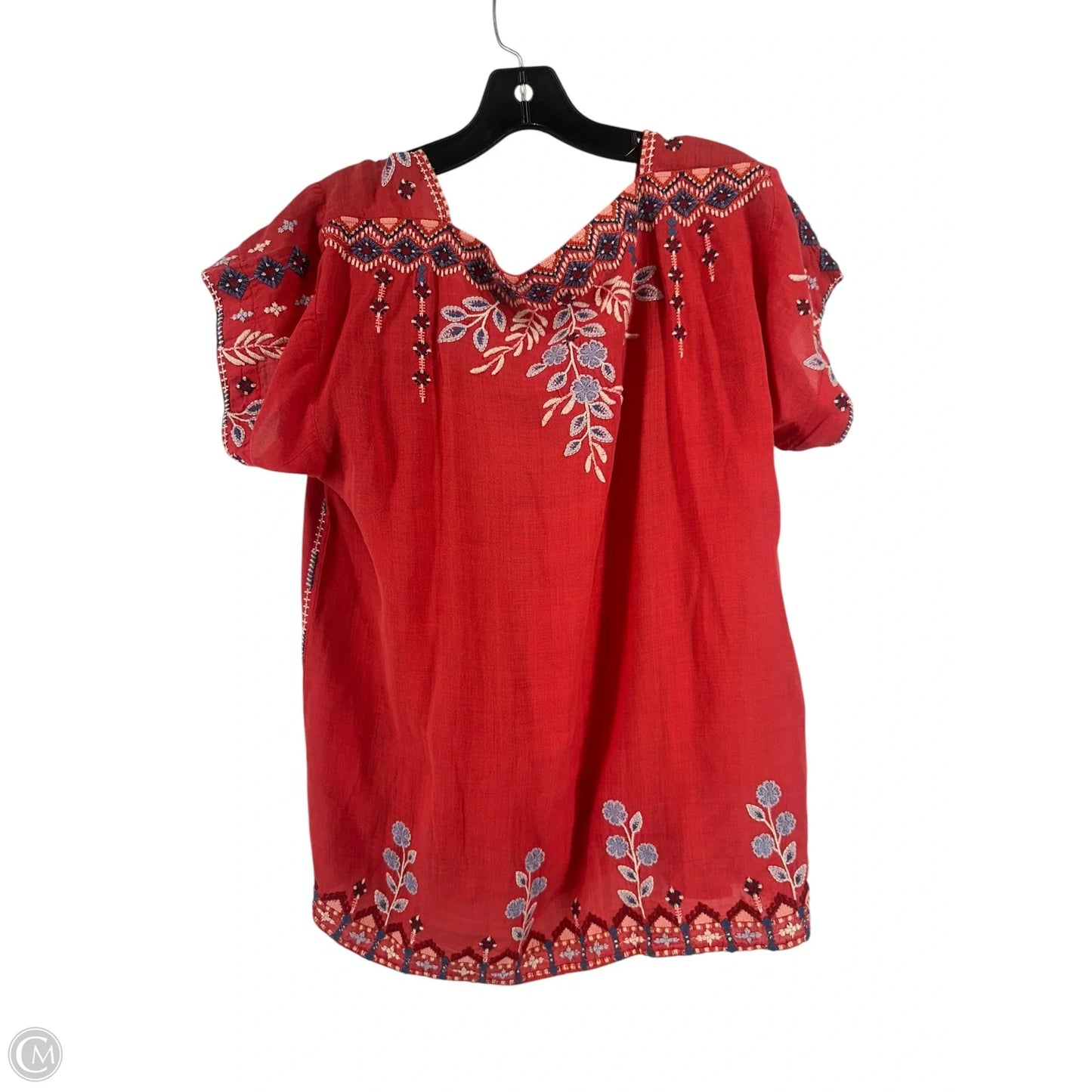 Top Short Sleeve By Johnny Was In Red, Size: M