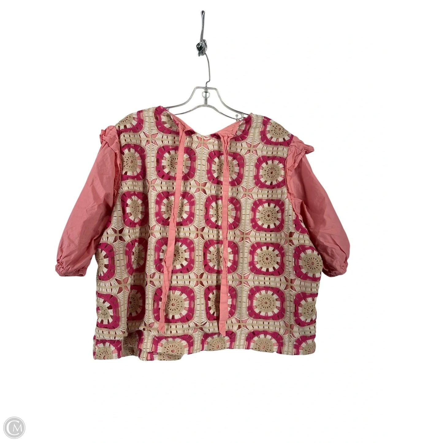 Top Short Sleeve By Clothes Mentor In Pink & Tan, Size: Xxl