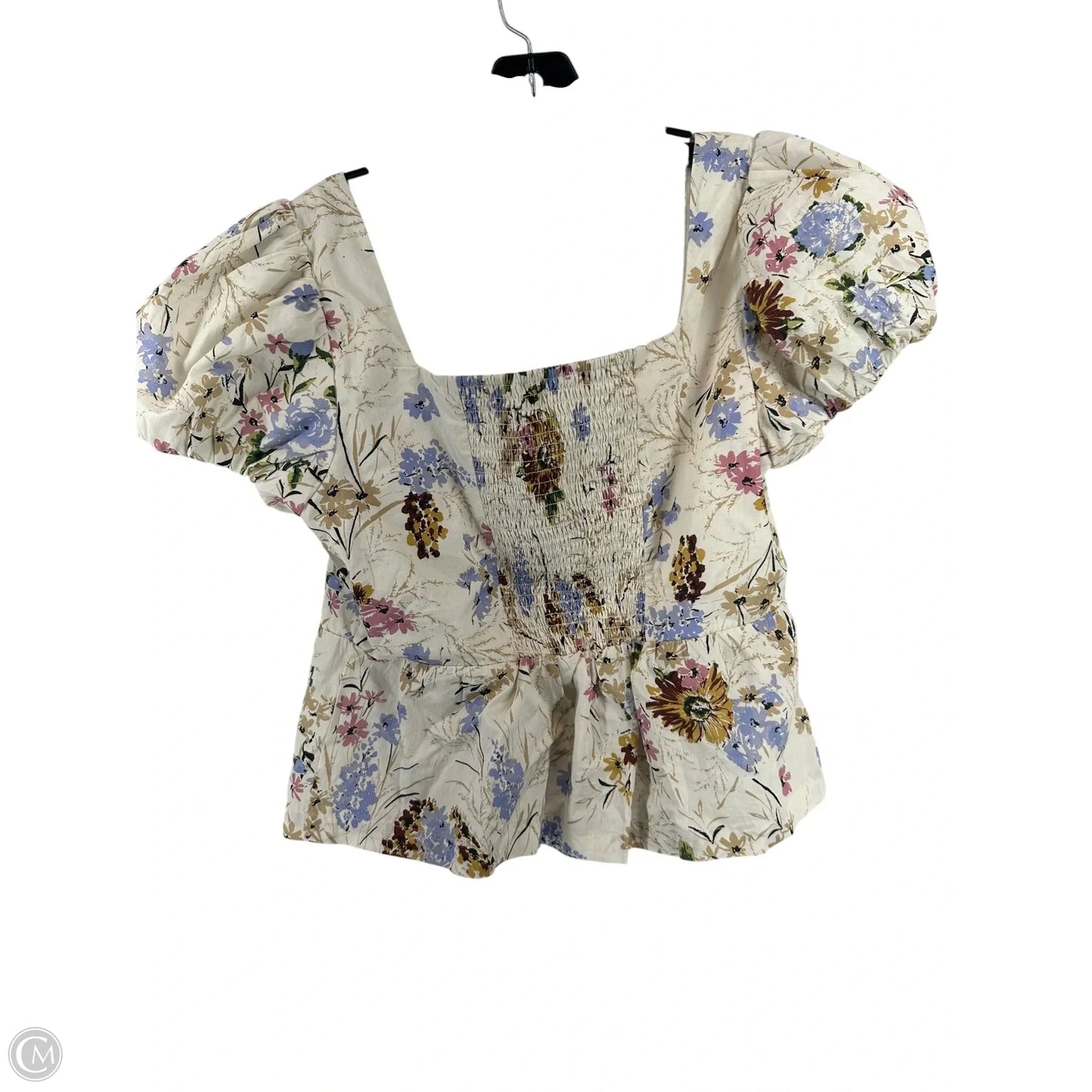 Top Short Sleeve By Anthropologie In Floral Print, Size: S