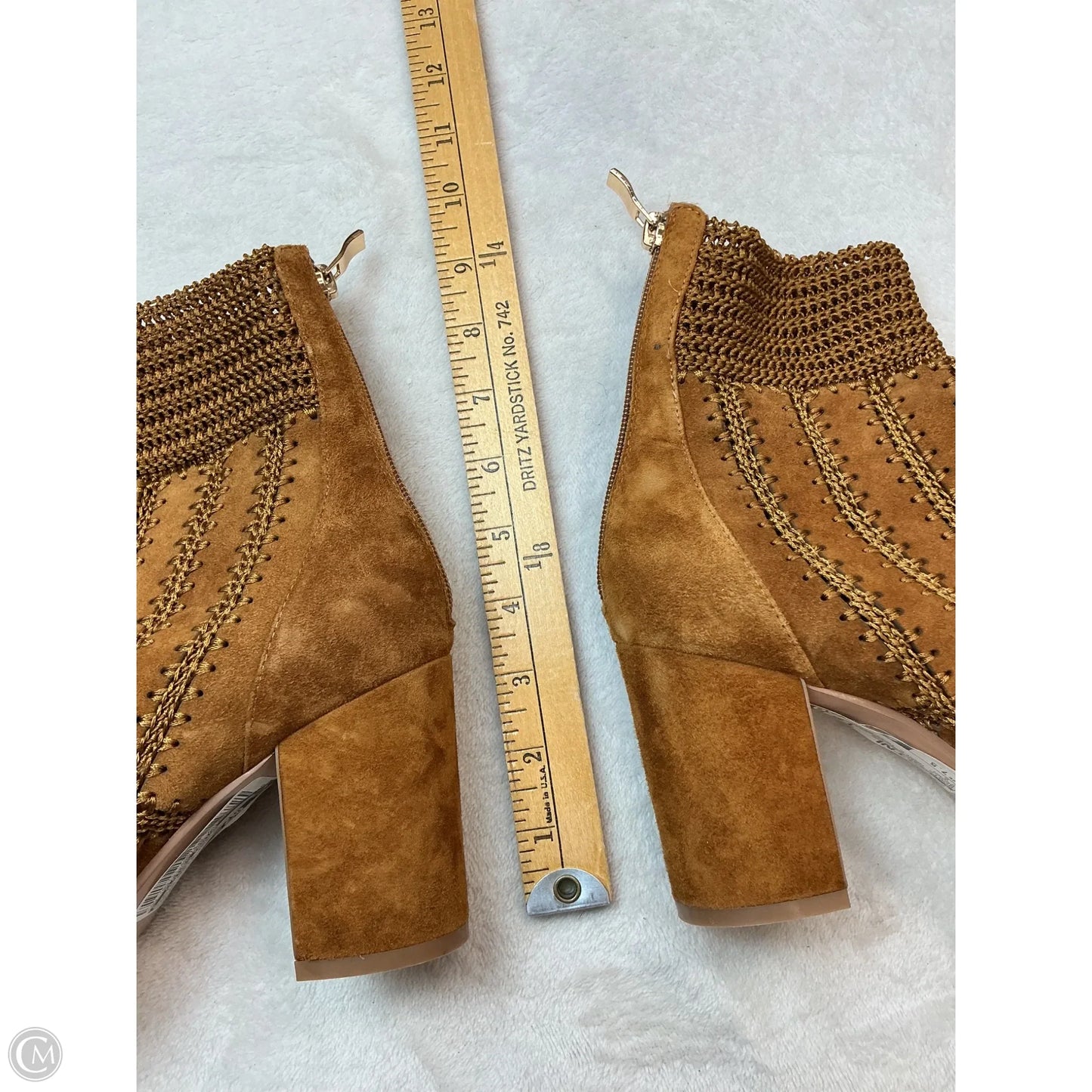 Boots Ankle Heels By Clothes Mentor In Brown, Size: 7.5