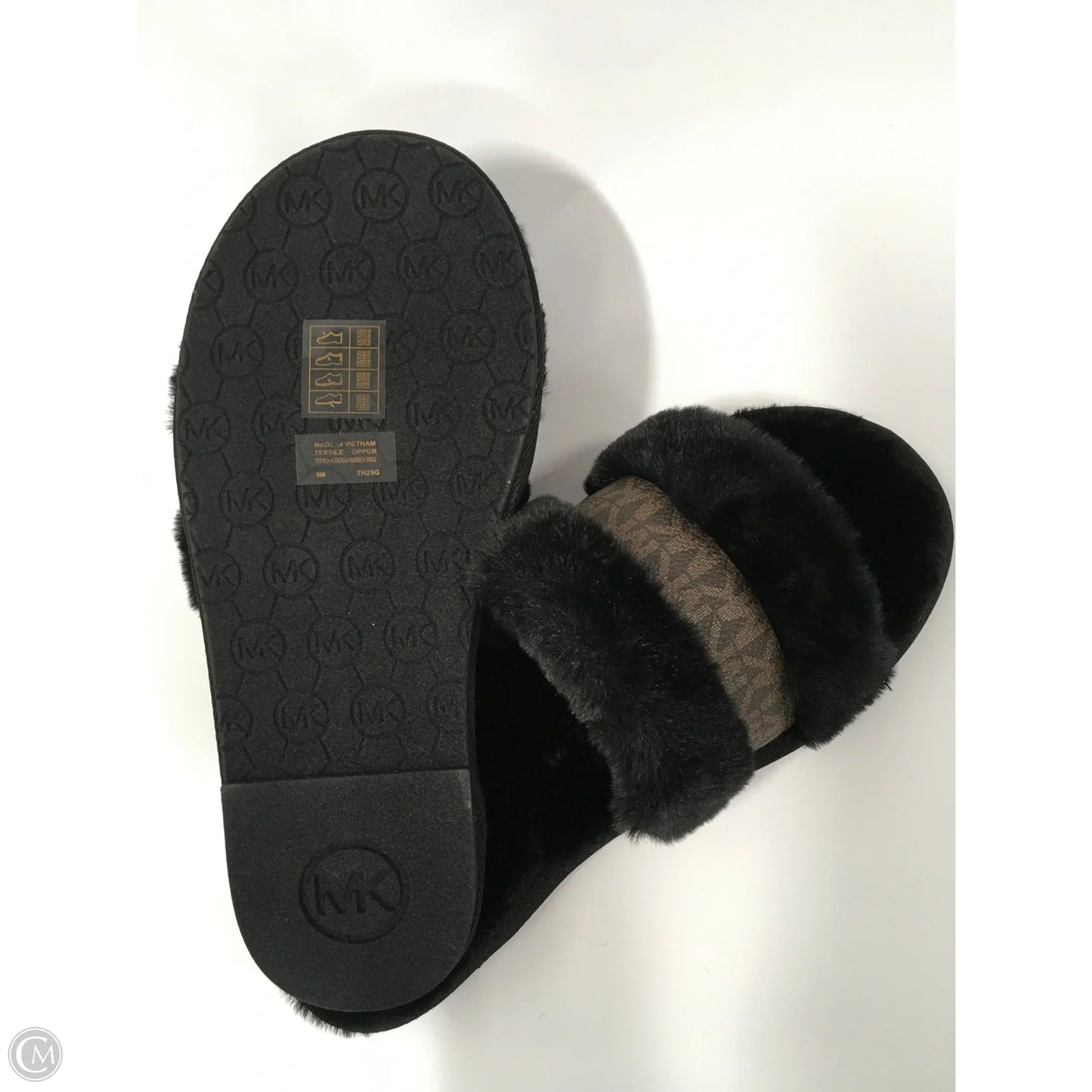 Slippers Designer By Michael Kors In Black, Size: 9