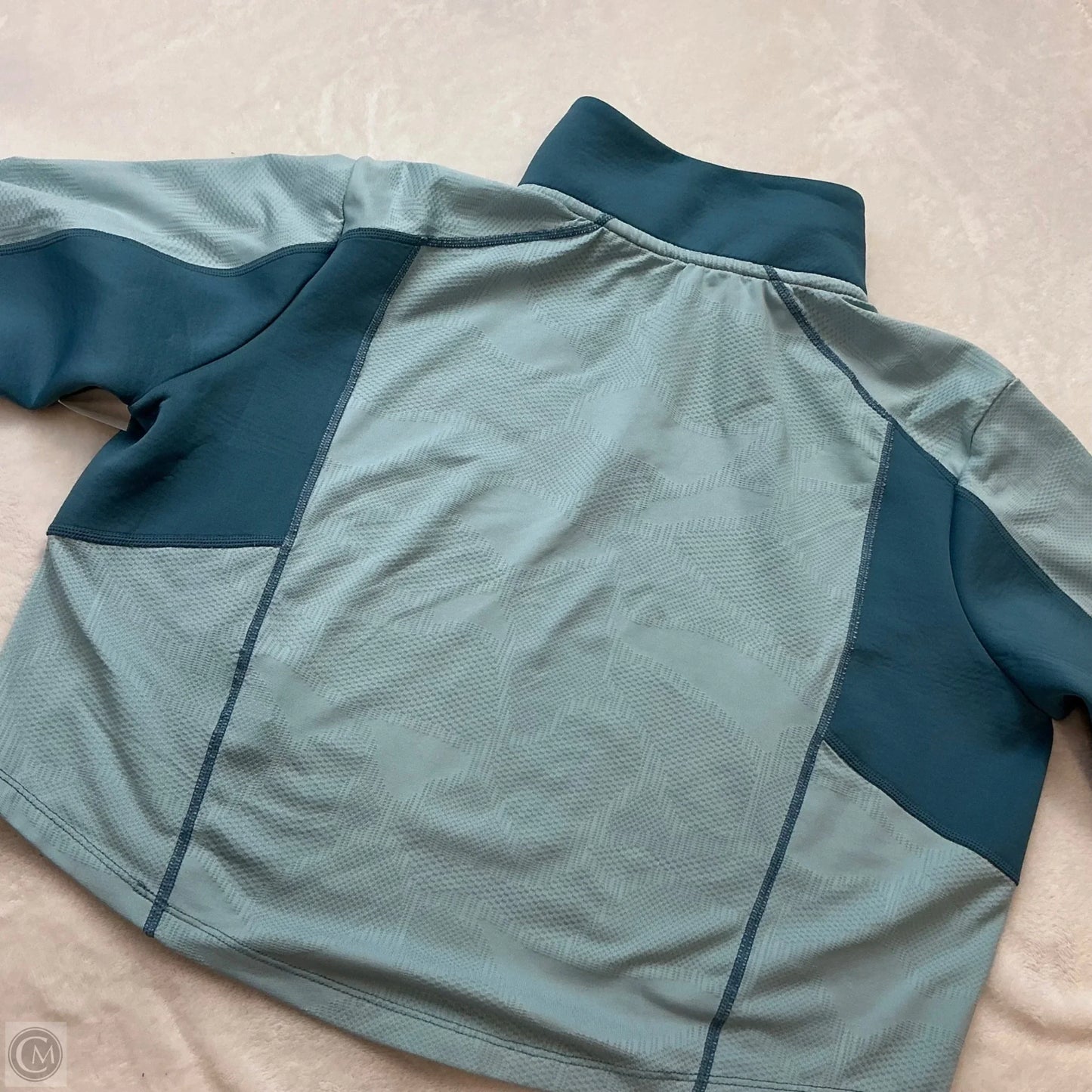 Athletic Top Long Sleeve Collar By Nike In Blue, Size: S