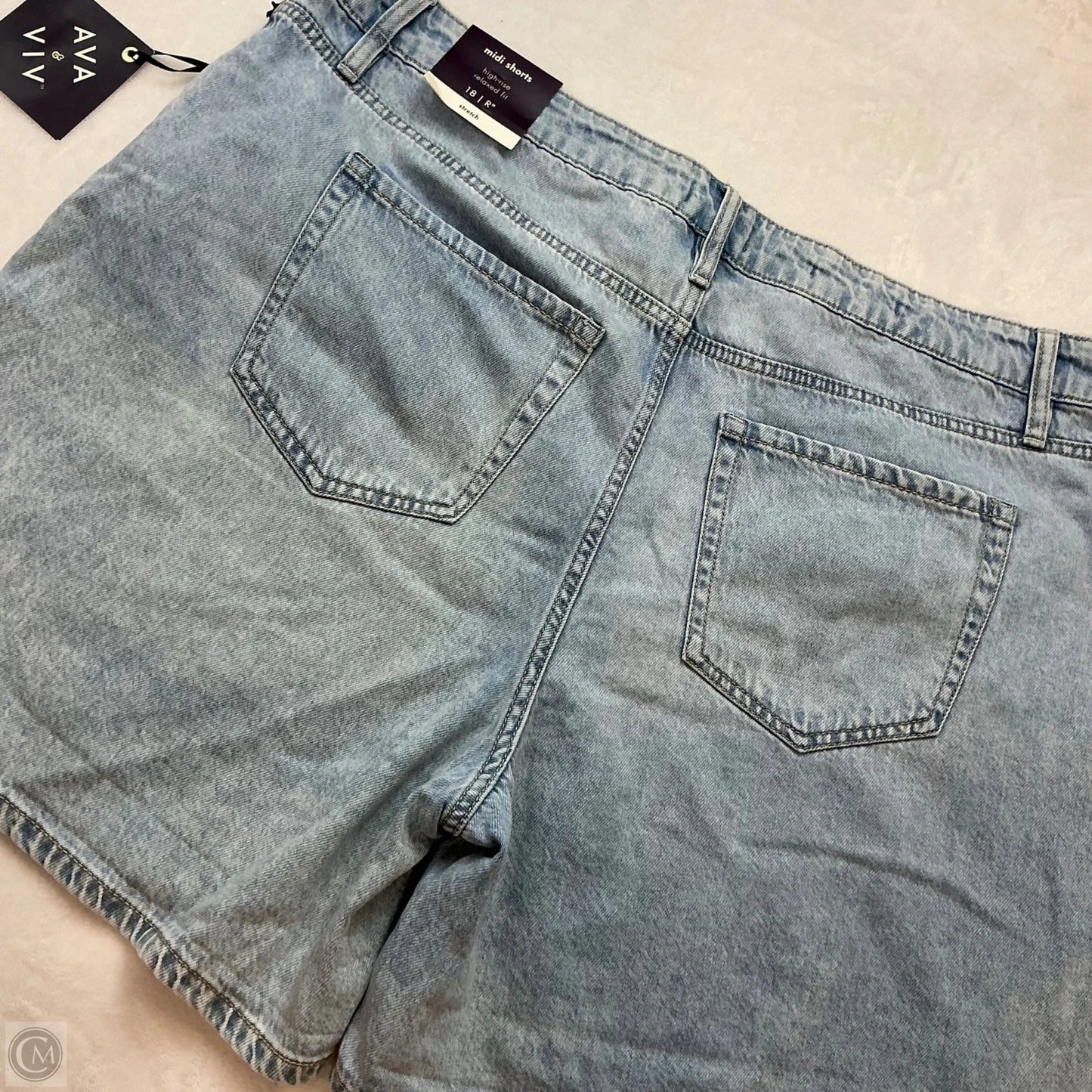 Shorts By Ava & Viv In Blue Denim, Size: 18
