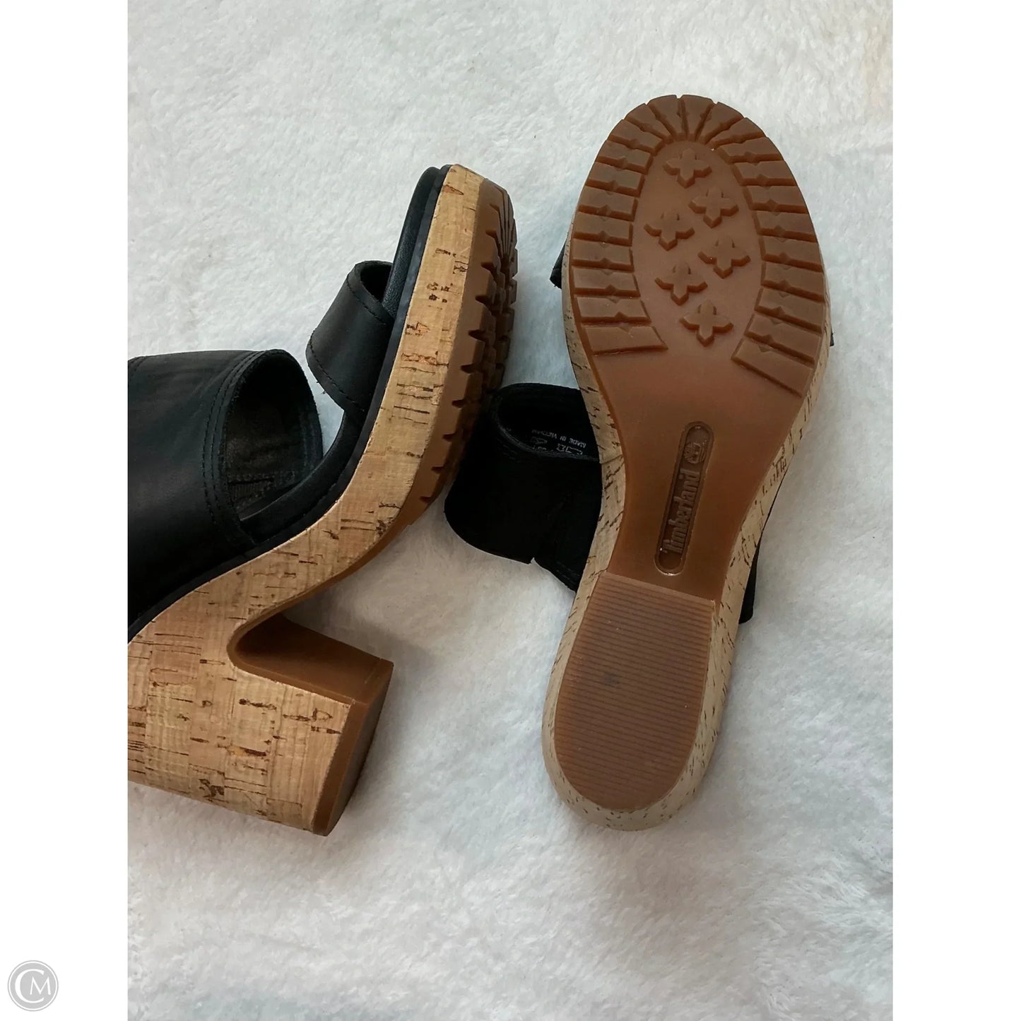 Sandals Heels Block By Timberland In Black & Tan, Size: 8