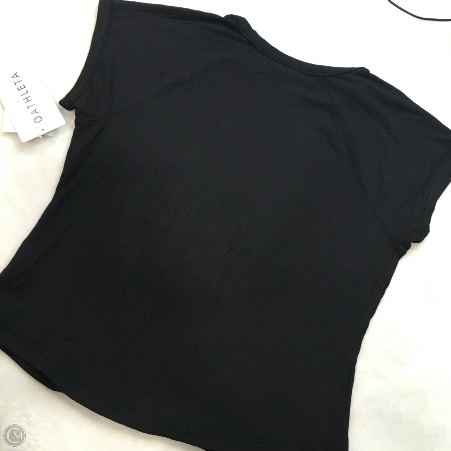 Athletic Top Short Sleeve By Athleta In Black, Size: L