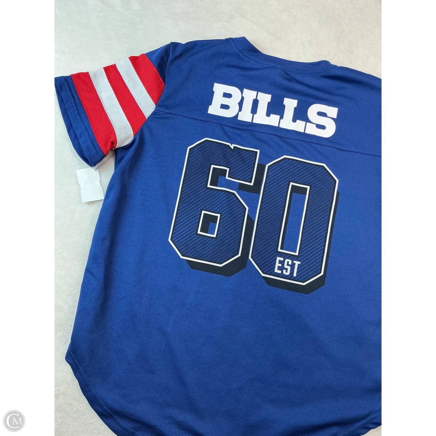 Top Short Sleeve By Nfl In Blue & White, Size: L
