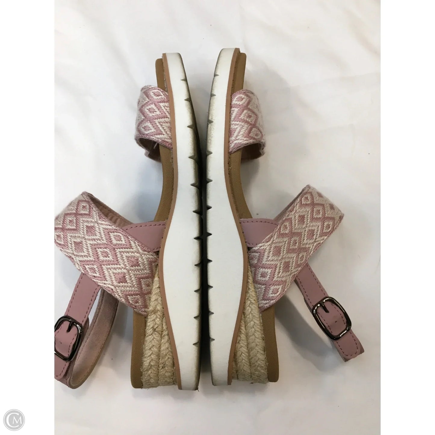 Sandals Flats By Skechers In Pink & White, Size: 6