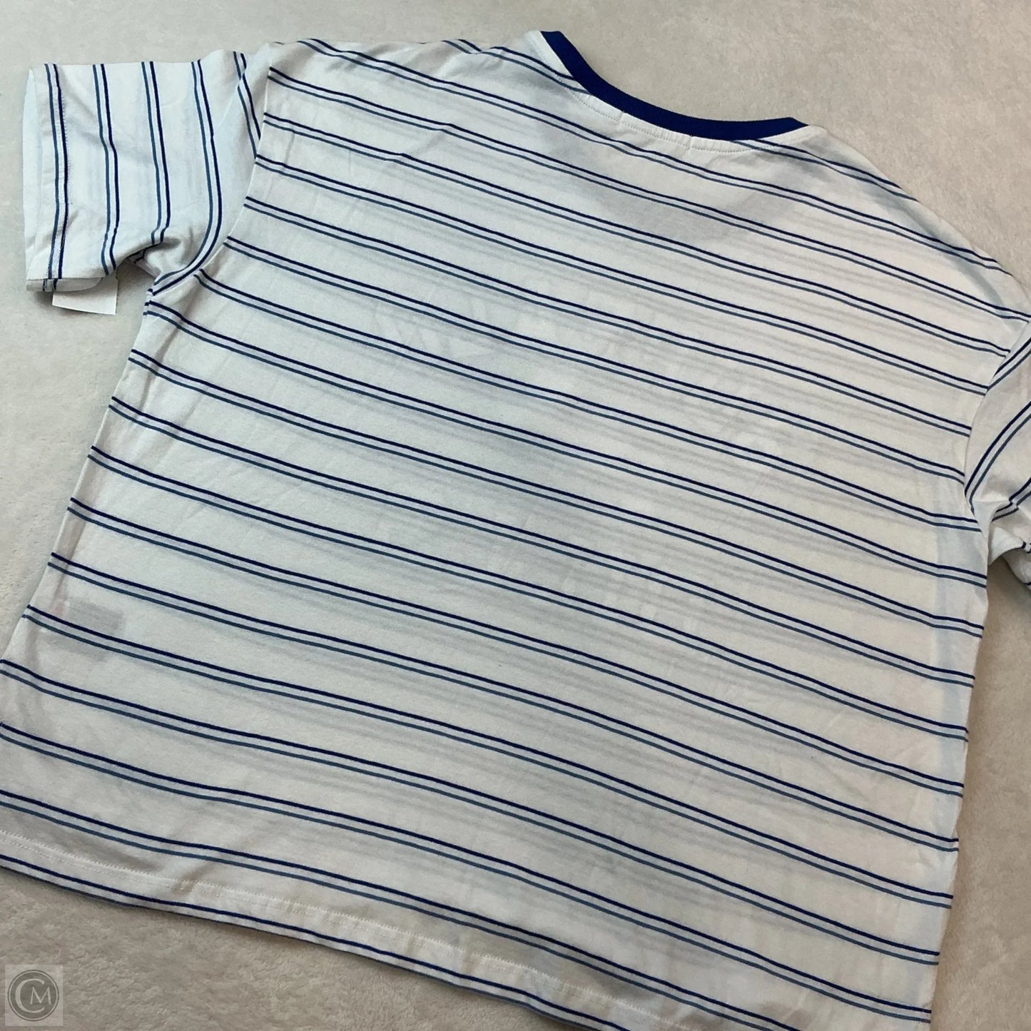 Top Short Sleeve By Clothes Mentor In Blue & White, Size: M
