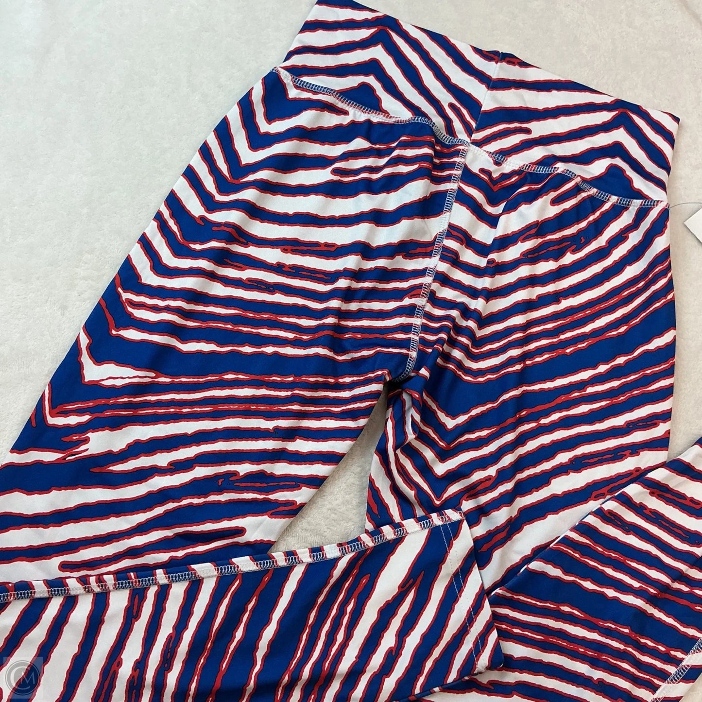 Athletic Leggings By Majestic In Blue Red & White, Size: M