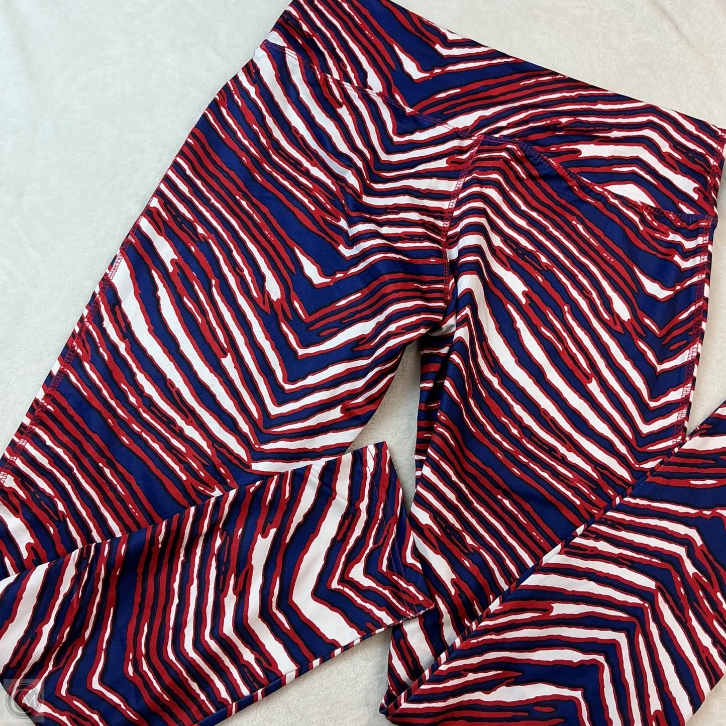 Athletic Leggings By Majestic In Blue Red & White, Size: L