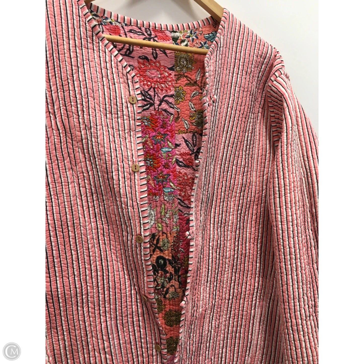 Jacket Puffer & Quilted By Clothes Mentor In Pink & White, Size: L