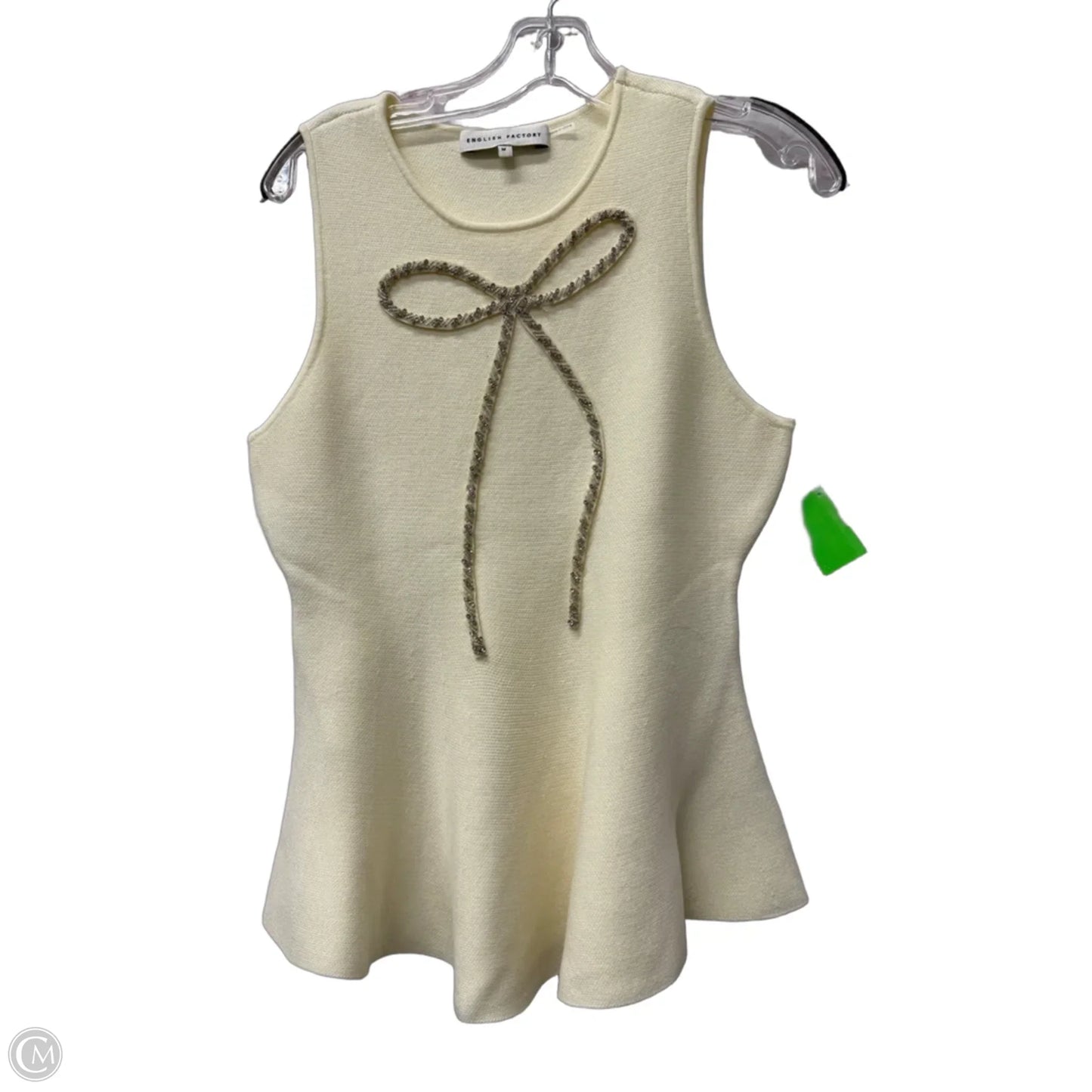 Top Sleeveless By English Factory In Cream, Size: M