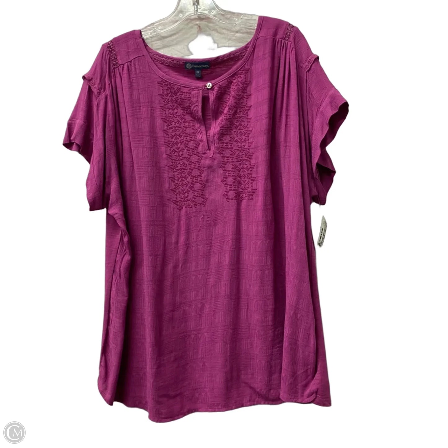 Top Short Sleeve By Democracy In Purple, Size: 3x