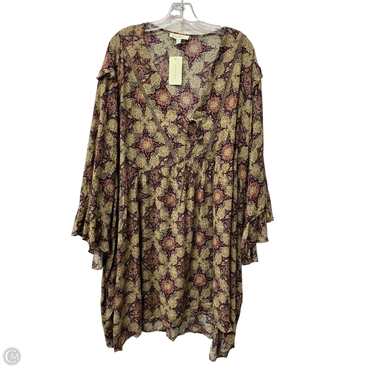 Top Long Sleeve By Cme In Brown, Size: 4x