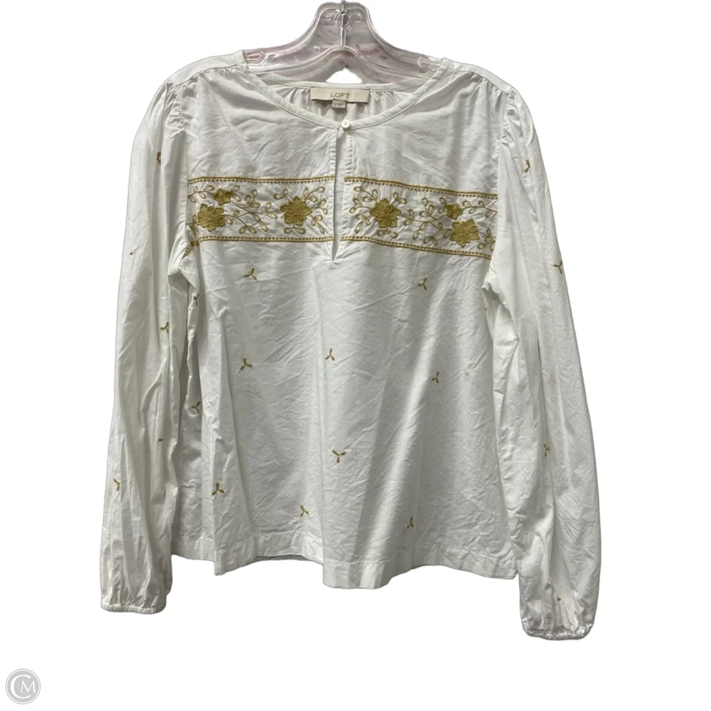 Top Long Sleeve By Loft In White, Size: S