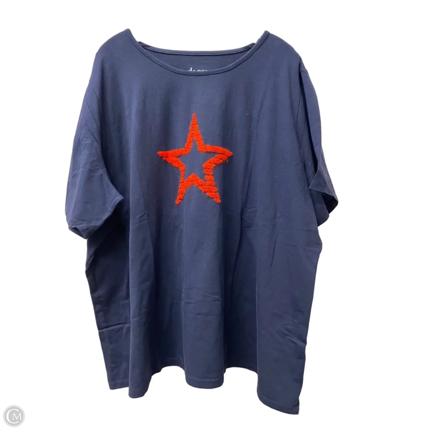 Top Short Sleeve By Denim And Co Qvc In Blue, Size: 3x
