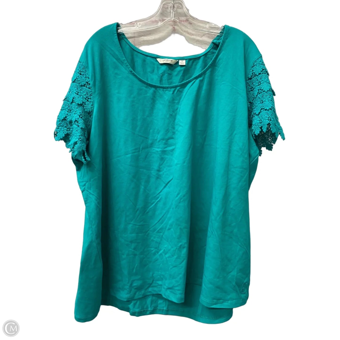 Top Short Sleeve By Liz Claiborne In Aqua, Size: 3x